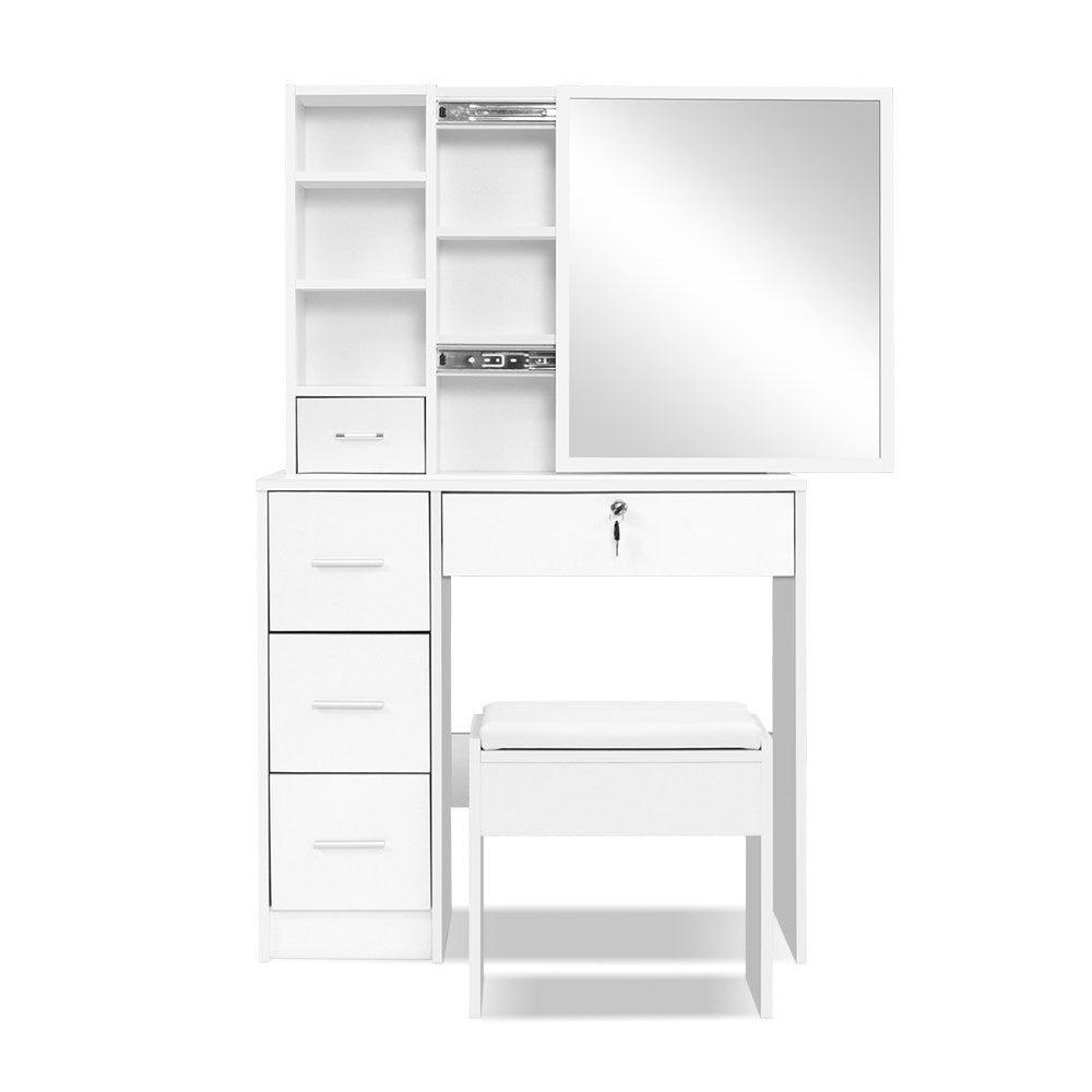 Dressing Table and Stool and Mirror Combo - White