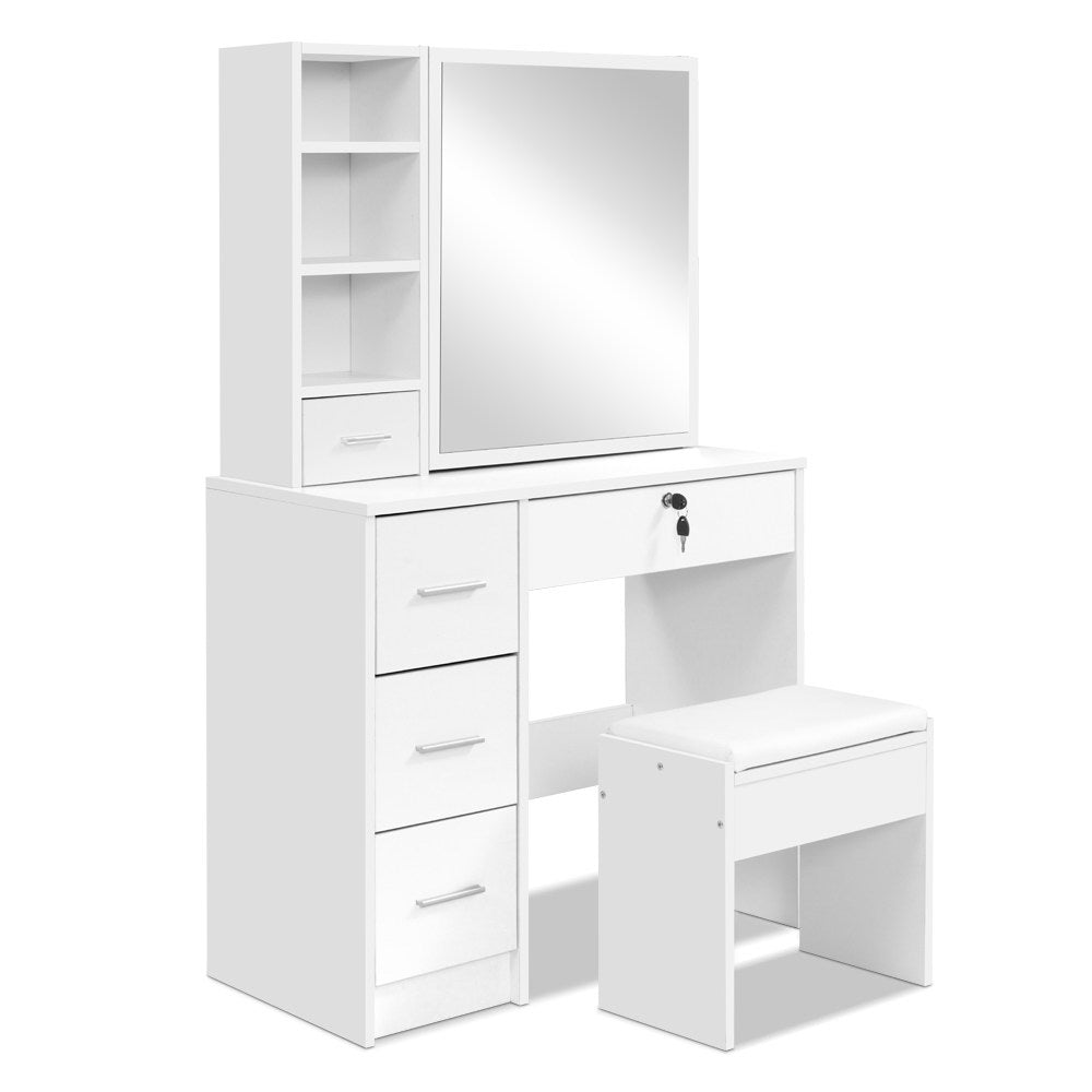 Dressing Table and Stool and Mirror Combo - White