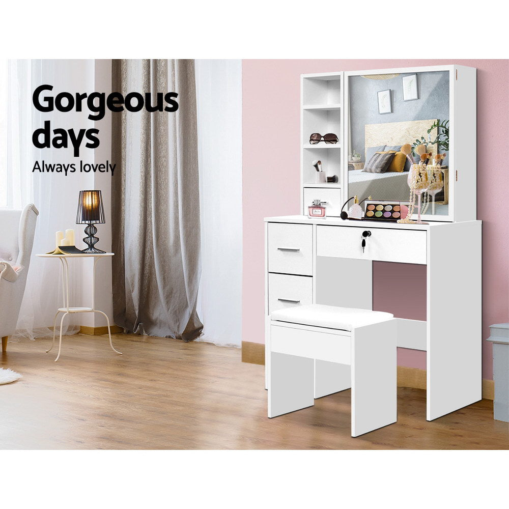 Free Shipping on this Dressing Table and Stool Mirror Combo - White