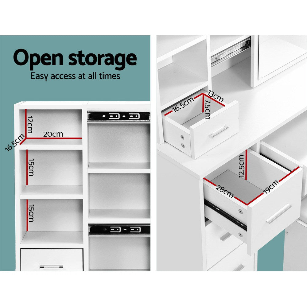 Dressing Table and Stool and Mirror Combo - White