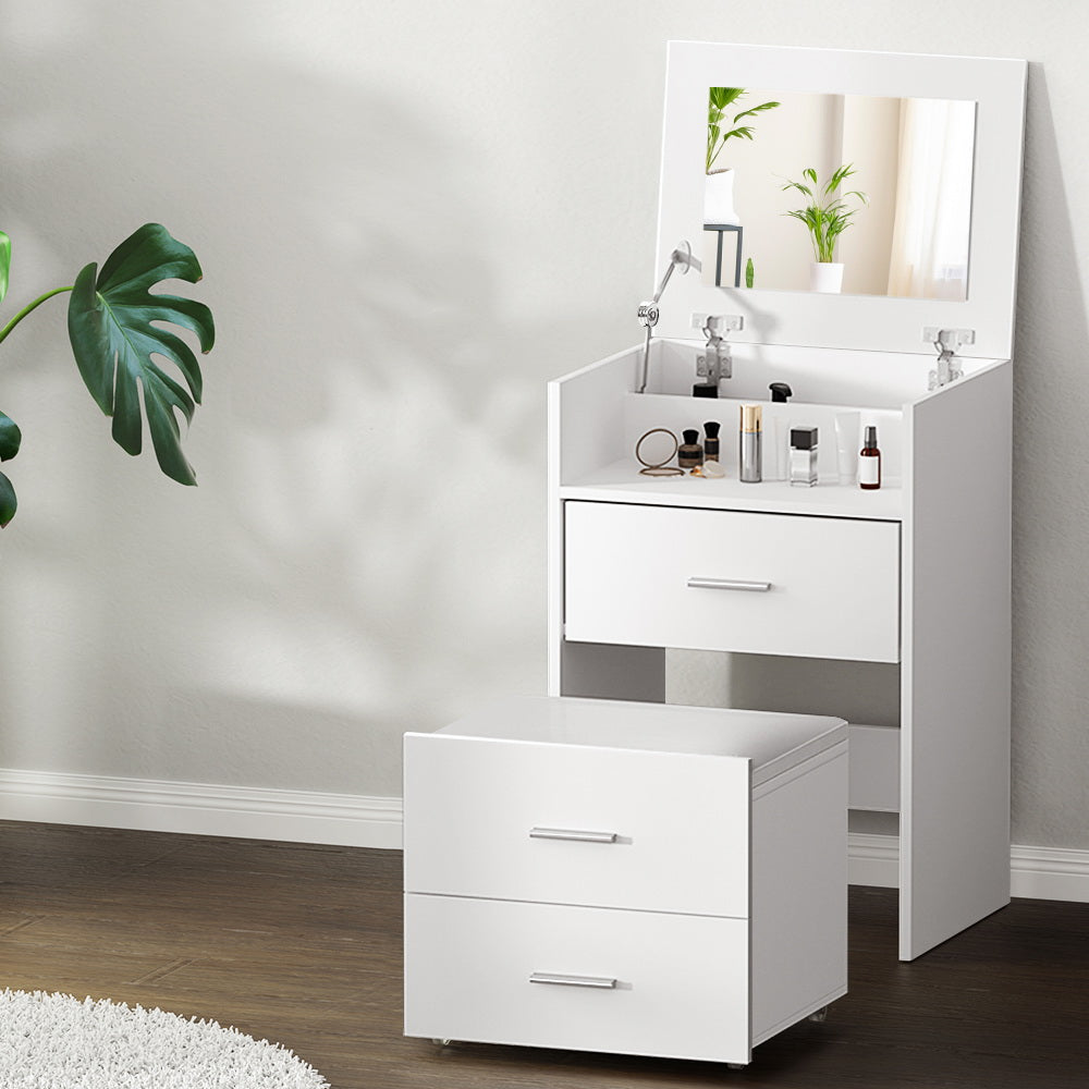 Out of Stock! Dressing Table Bedside Tables 2-in-1 Set Hidden Makeup Mirror Storage Drawers