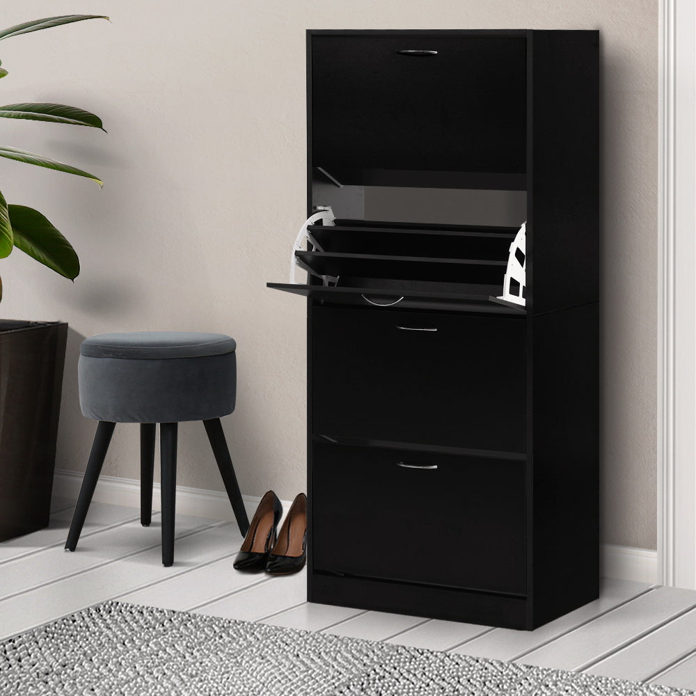 Shoe Cabinet for 60 Pairs Black Shelf Drawer