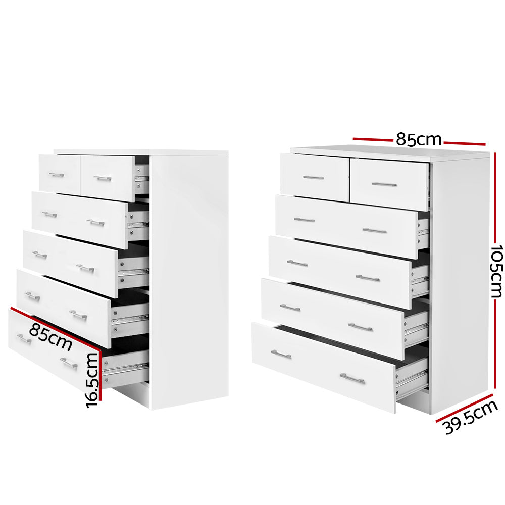 Tallboy 6 Drawers - White