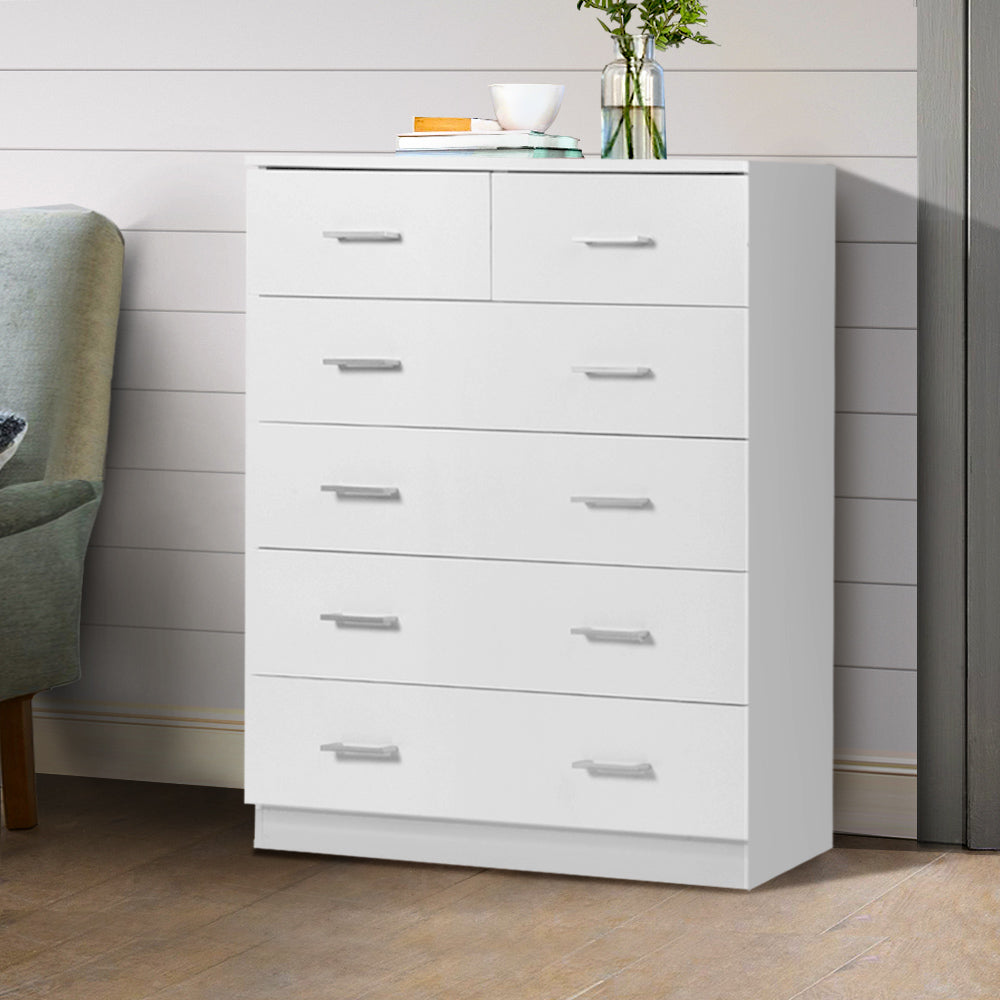 Back In Stock! Tallboy 6 Drawers - White