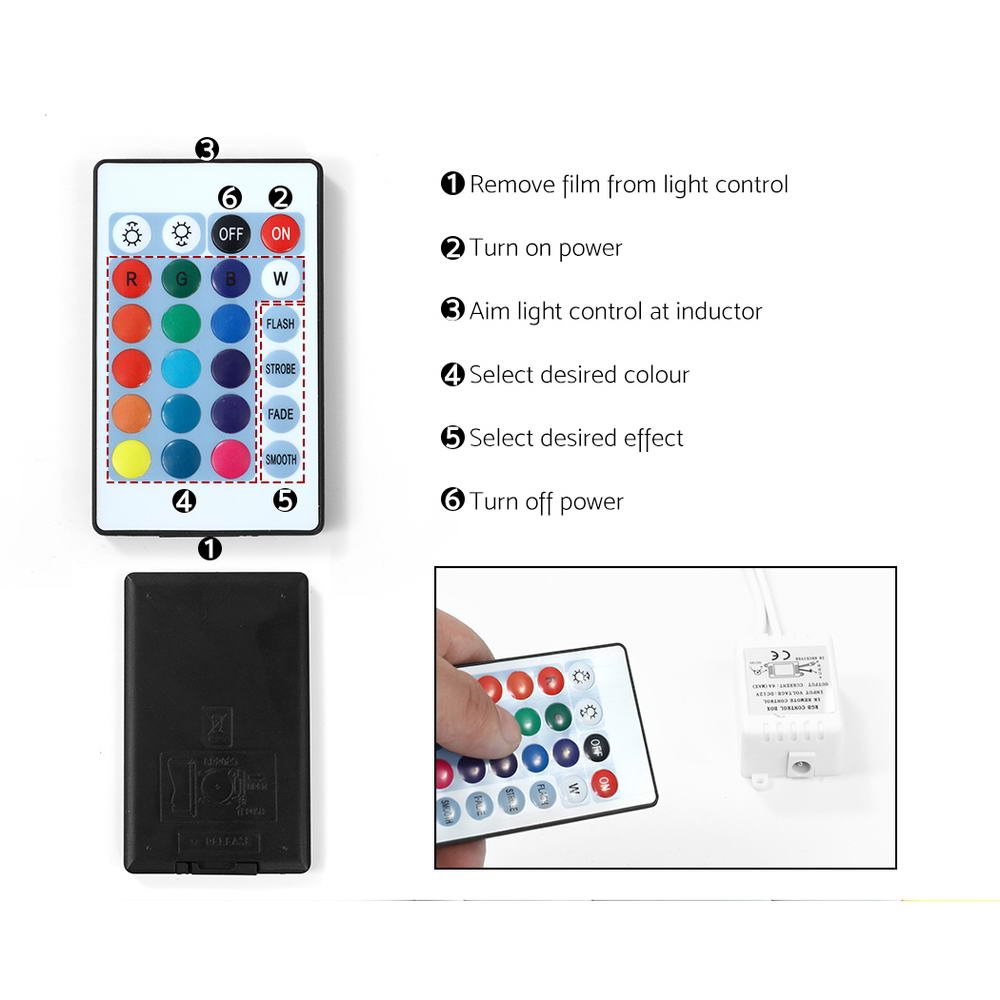 Bedside Table With RGB LED High Gloss White