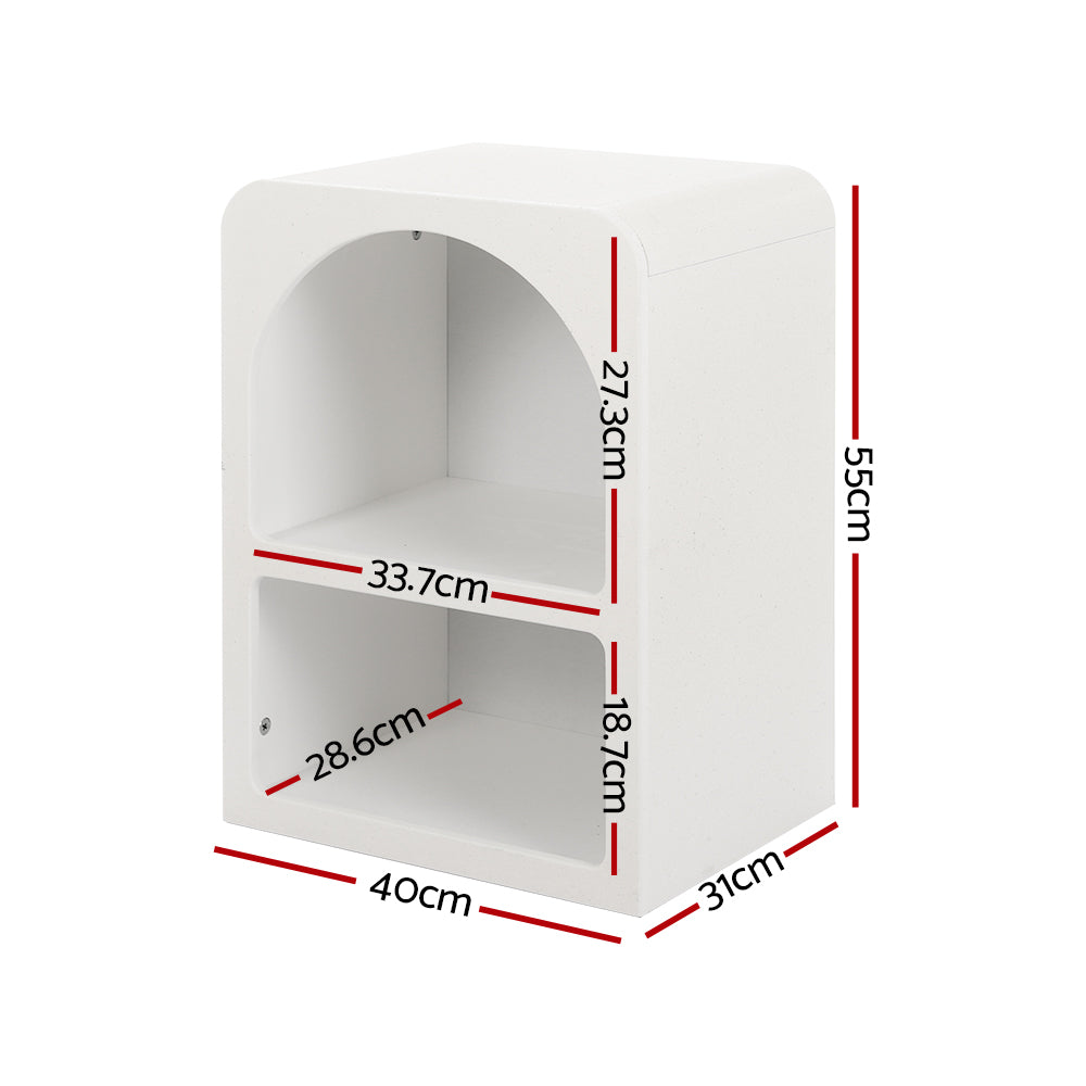 Bedside Table with Shelves - White