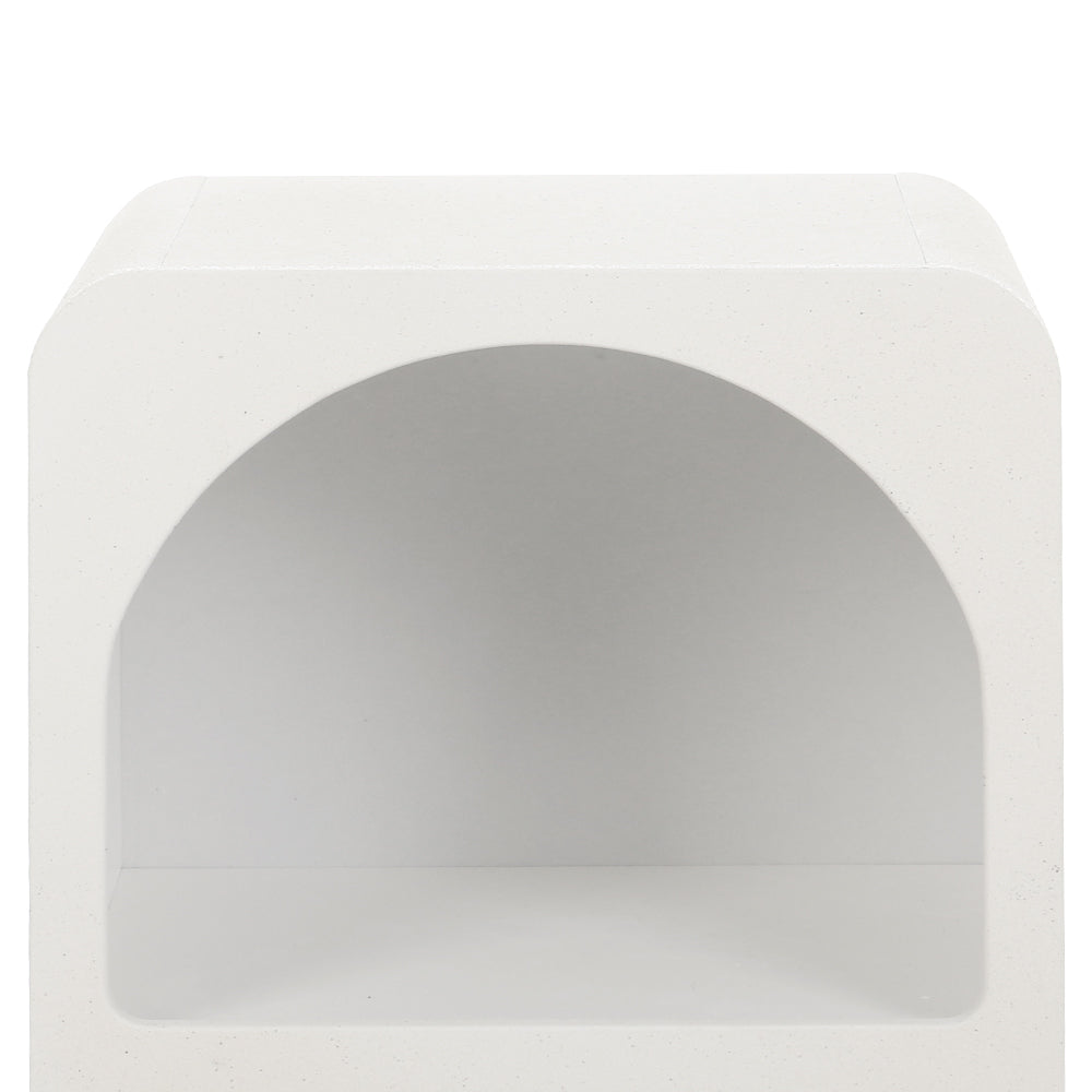 Bedside Table with Shelves - White