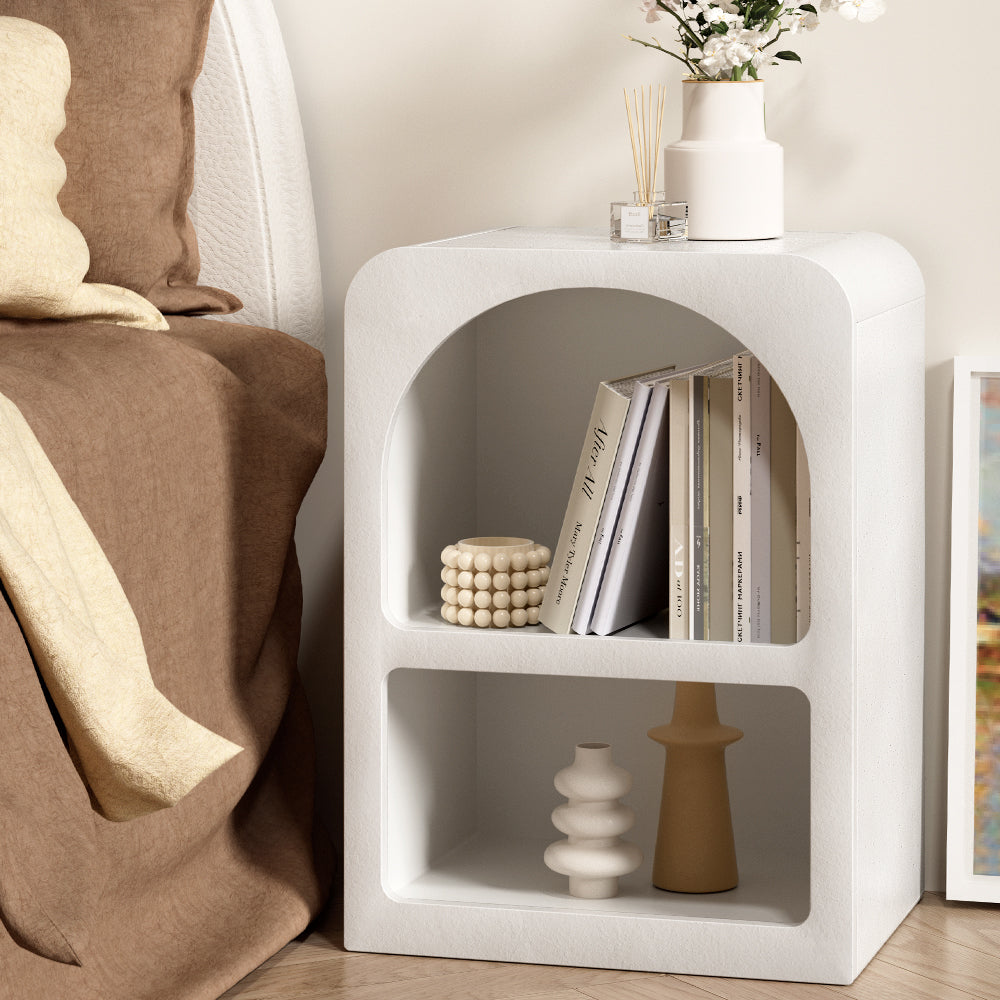 Free Shipping on this Bedside Table with Shelves - White