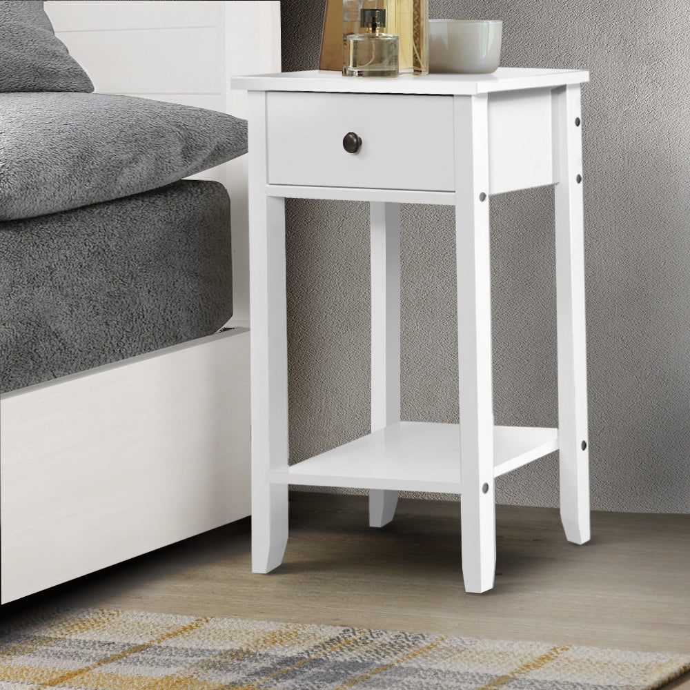 Free shipping on this Elegant Bedside Table with Drawer and Shelf - White