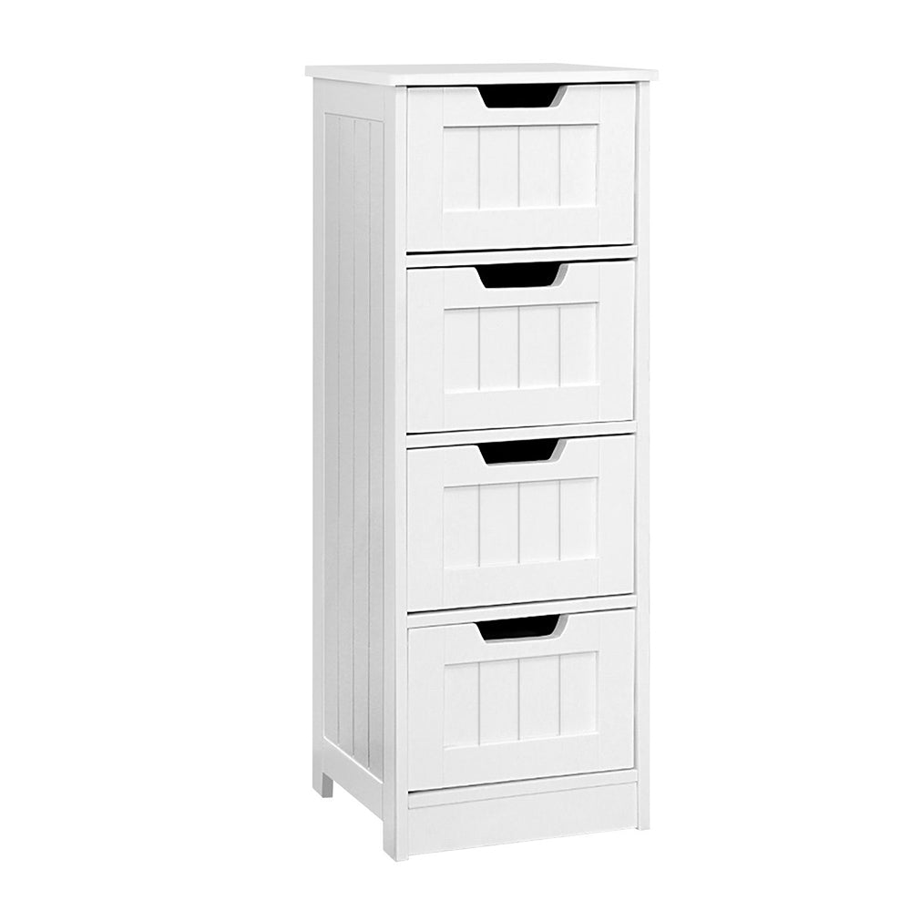 Bedside Table With Four Drawers - White