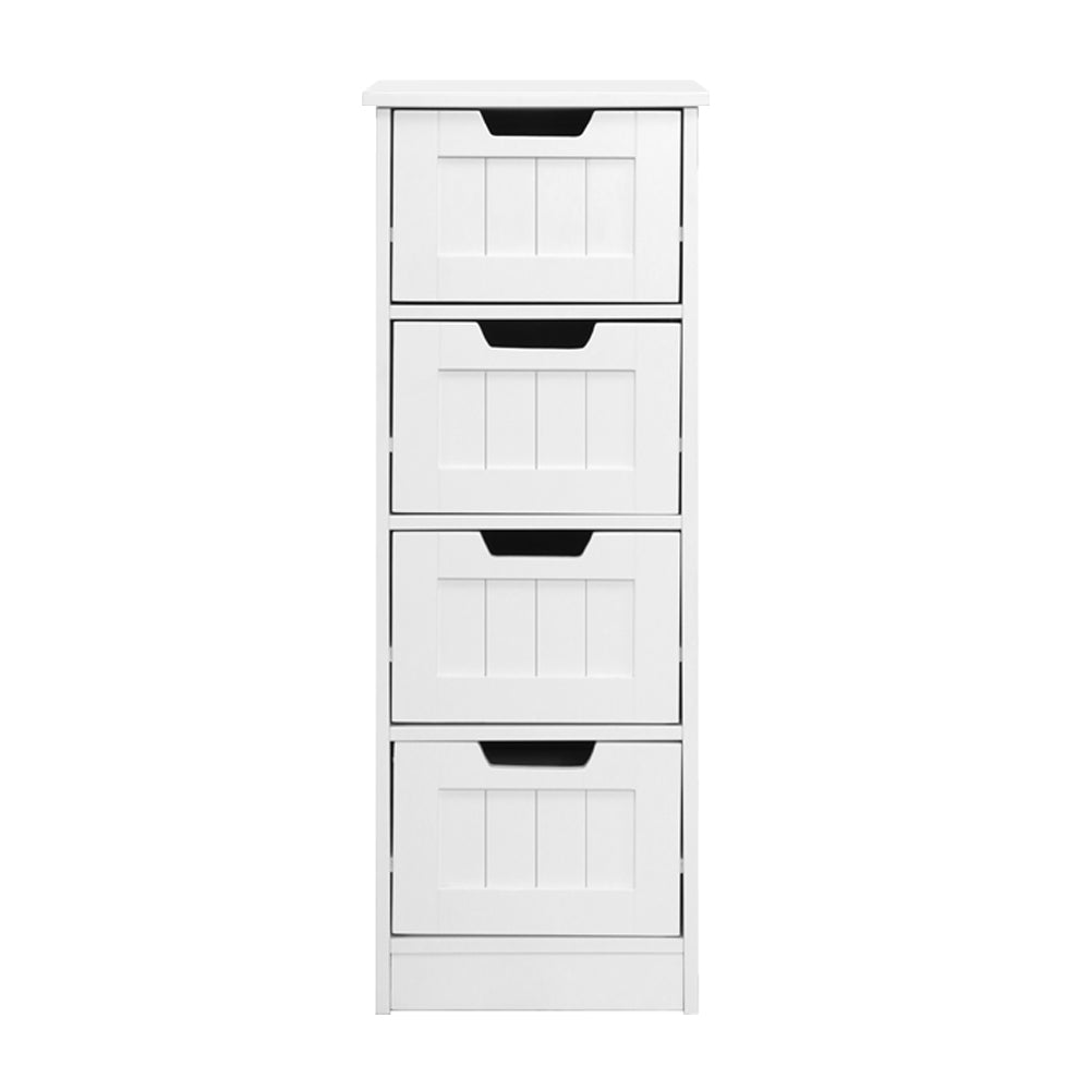 Bedside Table With Four Drawers - White