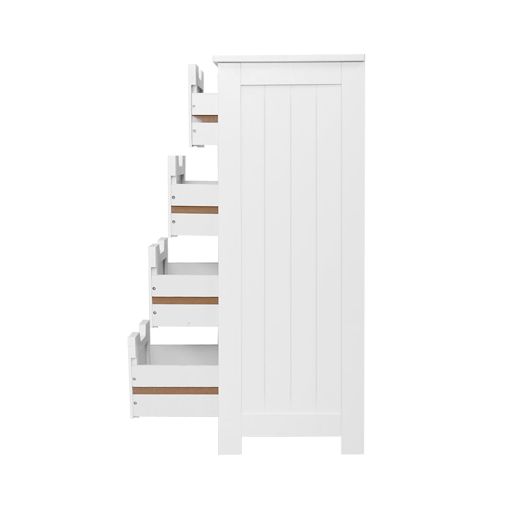 Bedside Table With Four Drawers - White