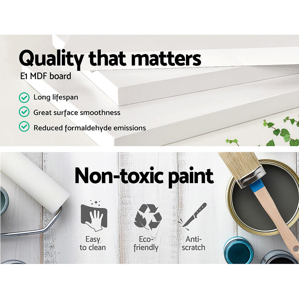 Bedside Table With Four Drawers - White