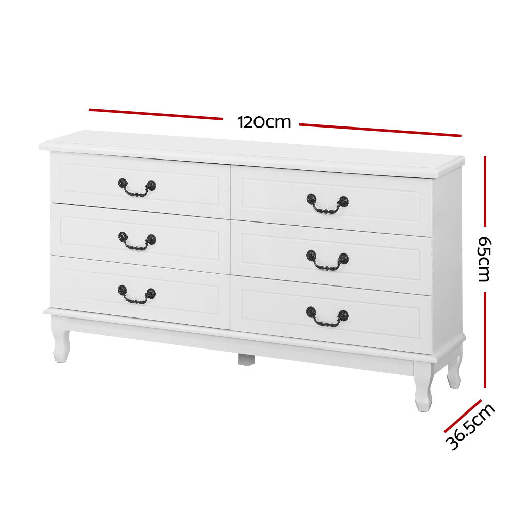 Six Drawer Lowboy - White