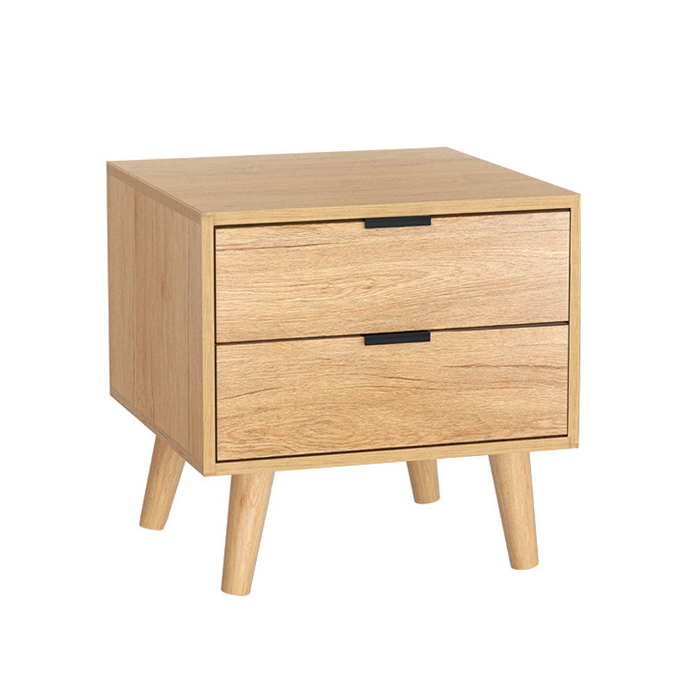 Bedside Table with Two Drawers in Pine