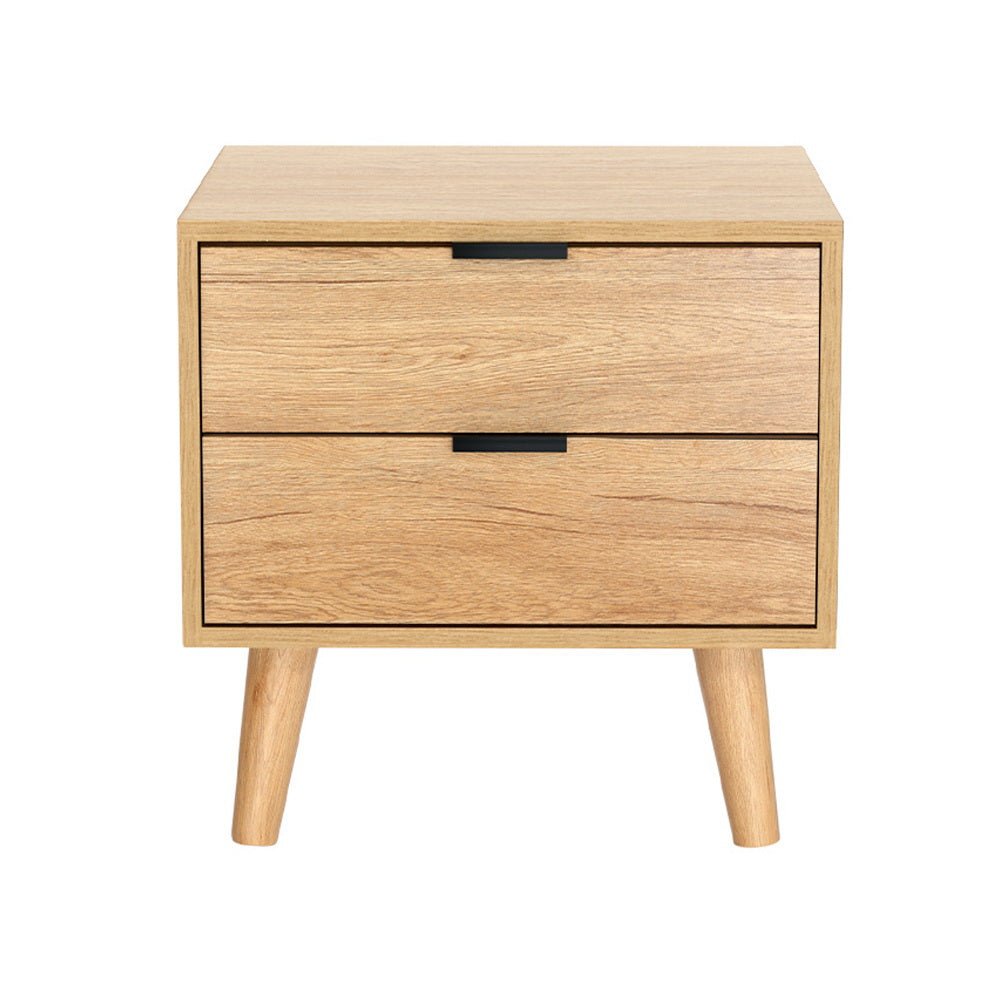 Bedside Table with Two Drawers in Pine
