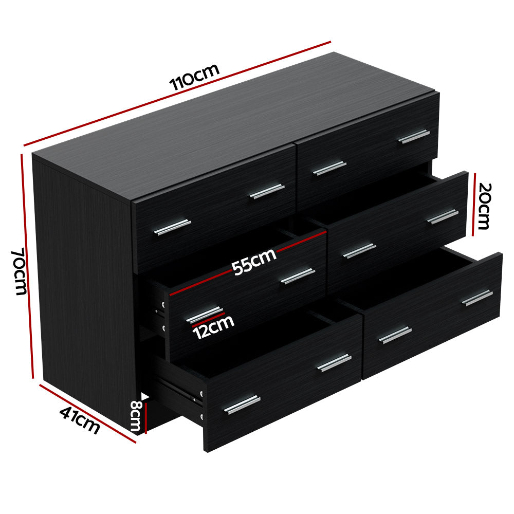 Lowboy Six Drawers - Black