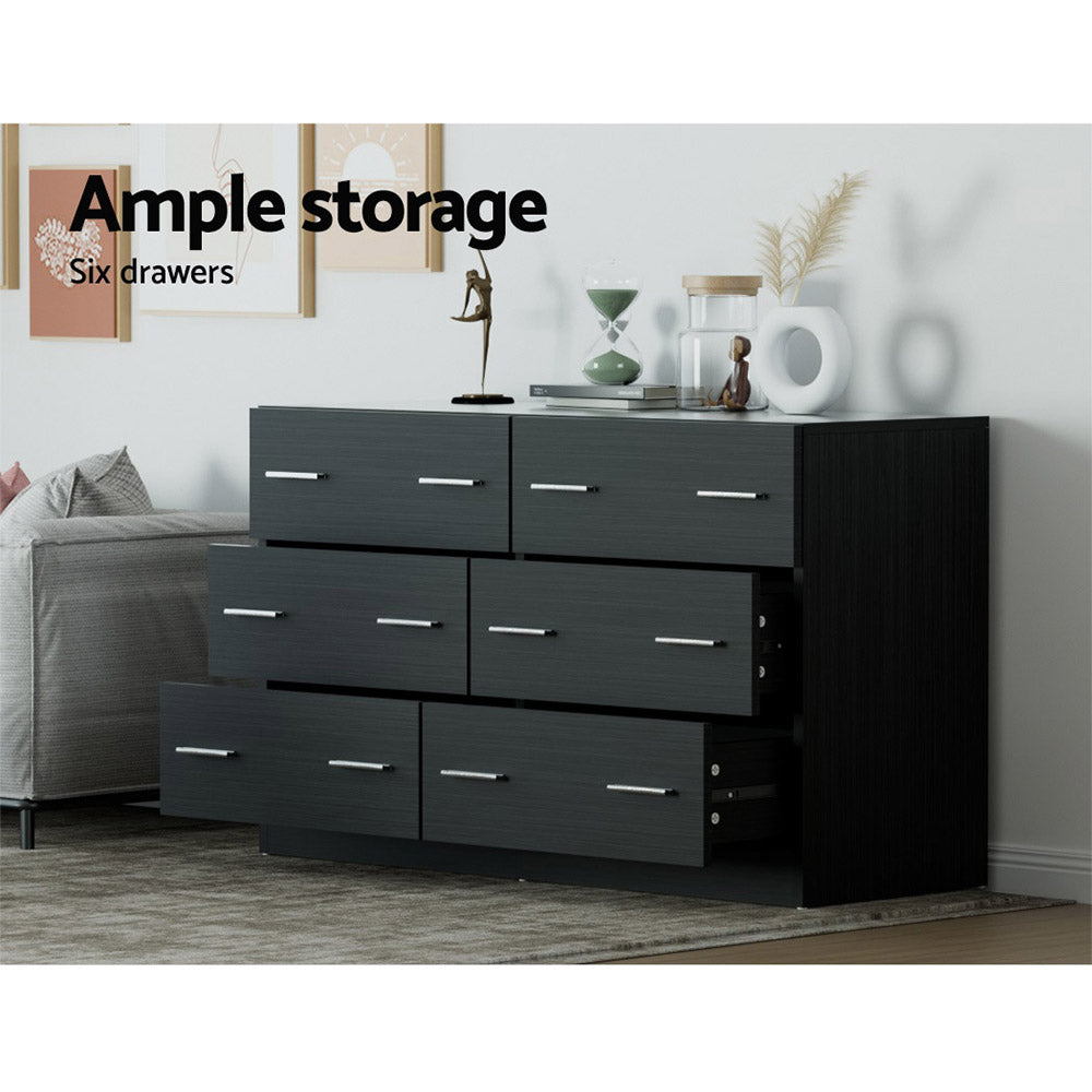Lowboy Six Drawers - Black