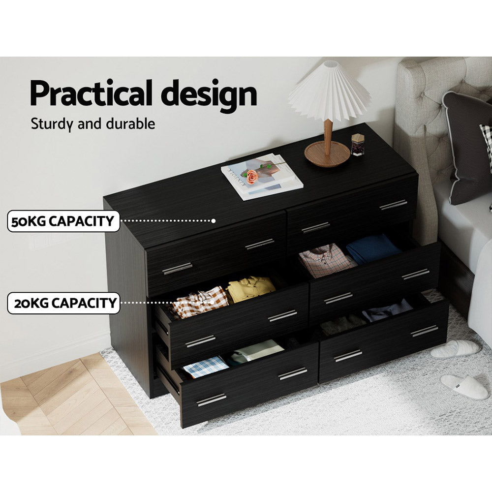Lowboy Six Drawers - Black