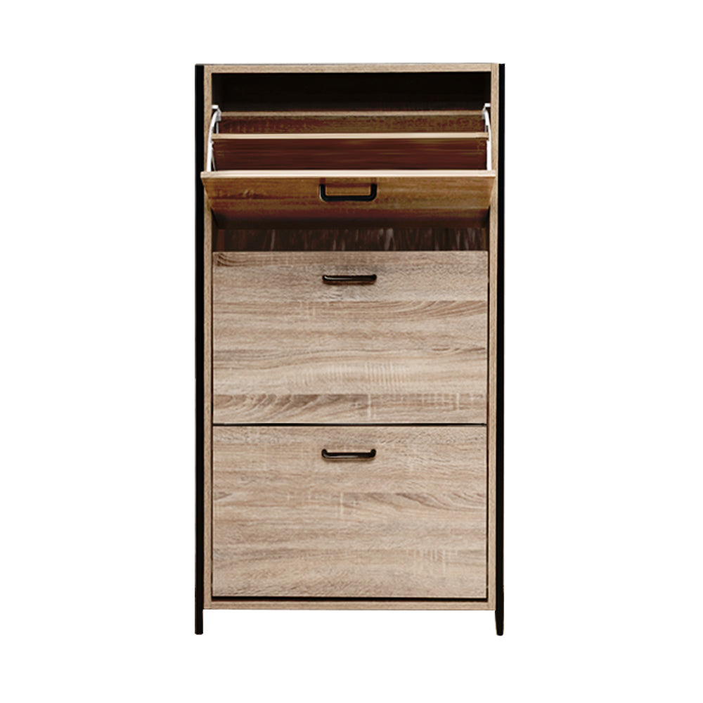 Shoe Cabinet Shoes Storage Rack Wooden Organiser Up to 24 Pairs Shelf Cupboard Metal Frame