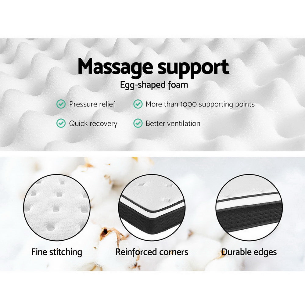 Double Size 21cm Thick Medium Firm Euro Top Bonnell Spring Mattress