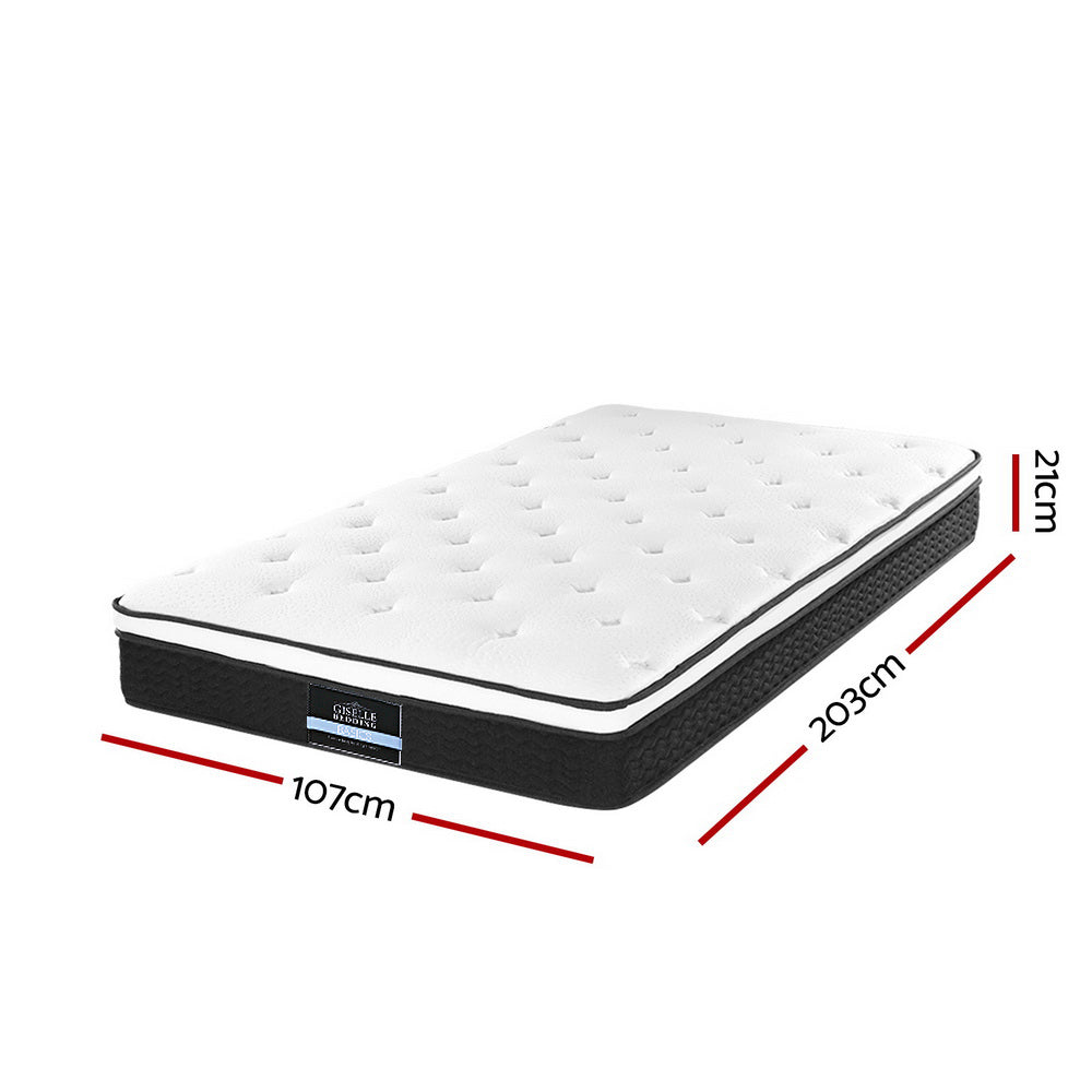 King Single Size 21cm Thick Euro Top Bonnell Spring Mattress