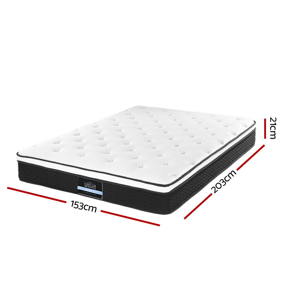 Queen 21cm Thick MEDIUM FIRM Euro Top Bonnell Spring Mattress
