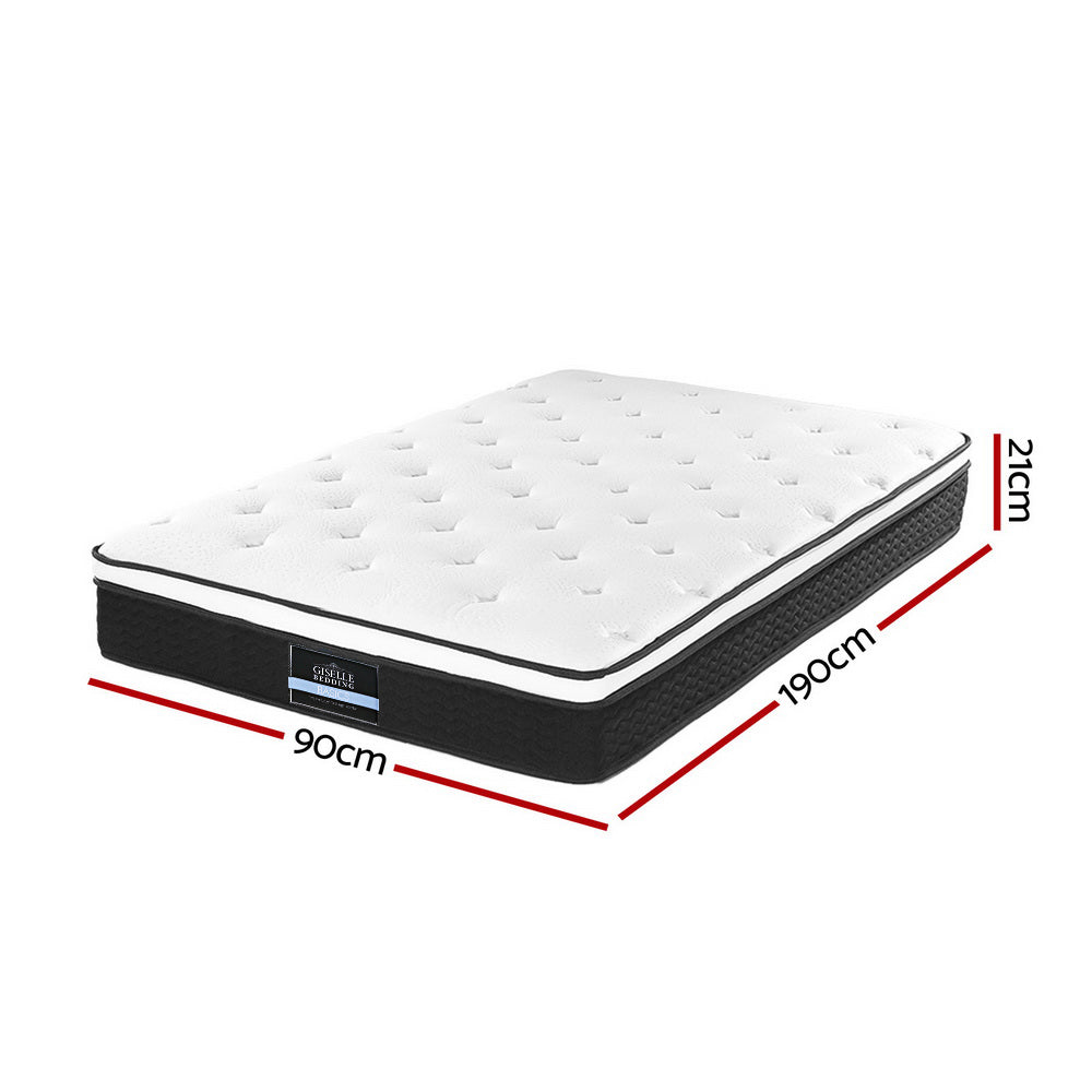 Single Size 21cm Thick MEDIUM FIRM Bonita Euro Top Bonnell Spring Mattress