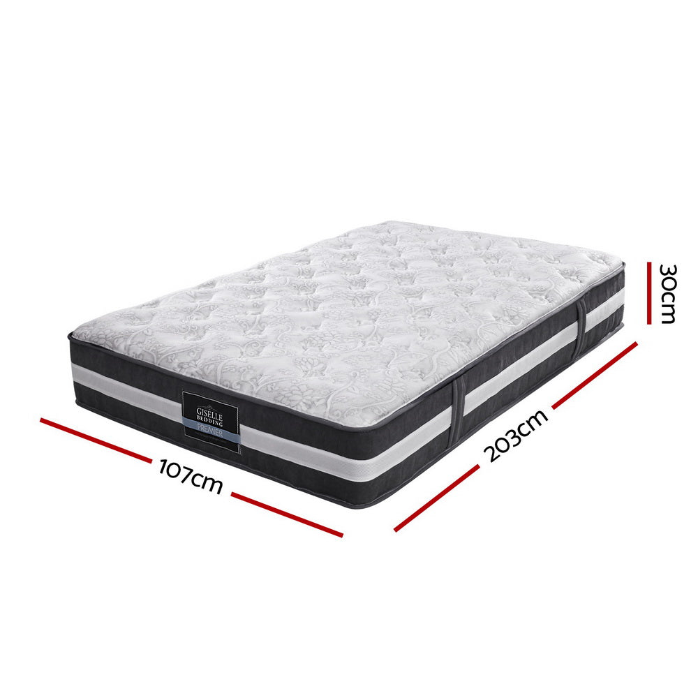 King Single Size 30cm Thick Medium Firm 7 Zone Pocket Spring Foam Mattress