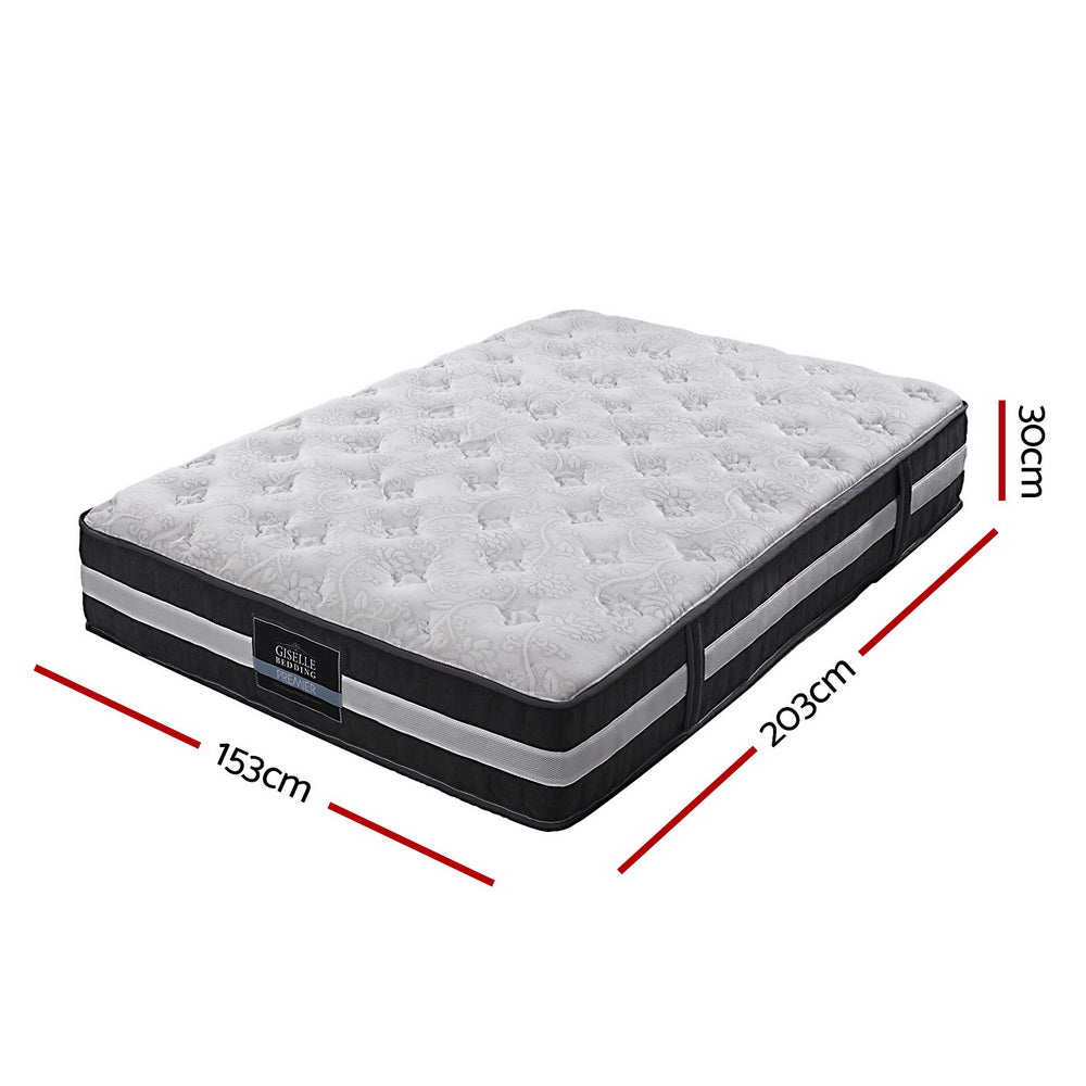Queen 30cm Thick MEDIUM FIRM 7 Zone Pocket Spring Foam Mattress