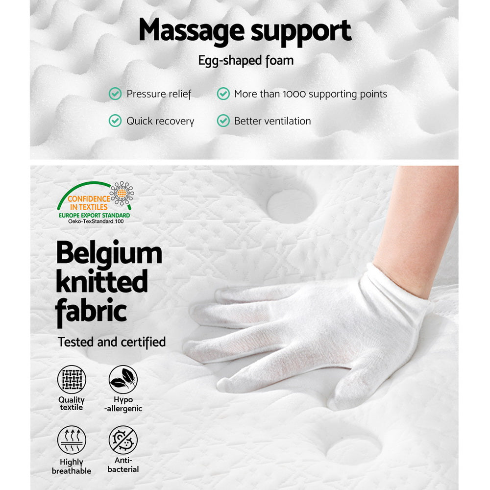 Double Size MEDIUM FIRM 34cm Thick Euro Top Pocket Spring Mattress