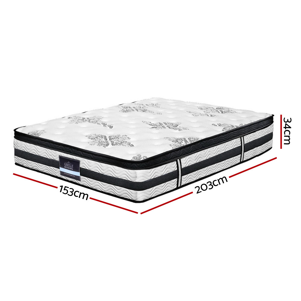 Queen 34cm Thick MEDIUM Firm Euro Top Pocket Spring Mattress