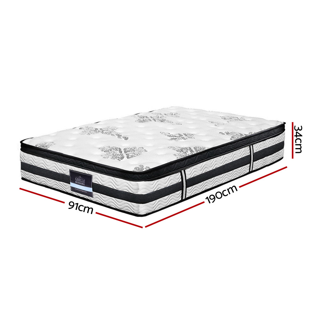 Single Size 34cm Thick Algarve Euro Top Pocket Spring Mattress