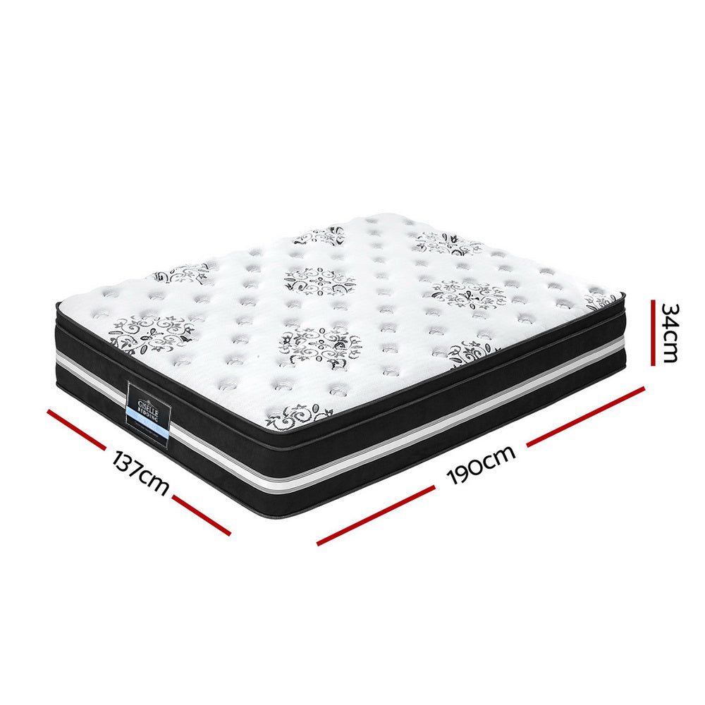 Double Size MEDIUM FIRM 34 CM Thick COOL GEL Memory Foam Euro Top Pocket Spring Mattress