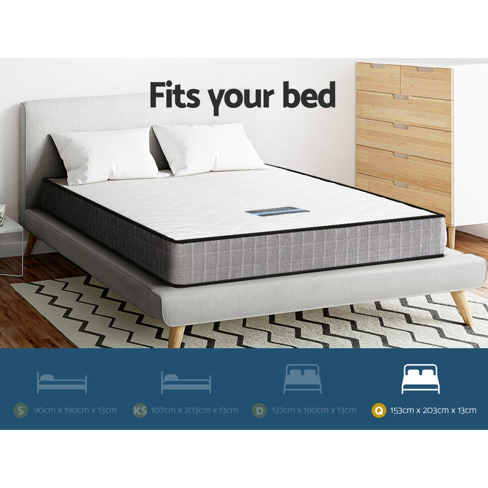 Queen Budget 13cm Thick Medium Firm Bonnel Spring Mattress