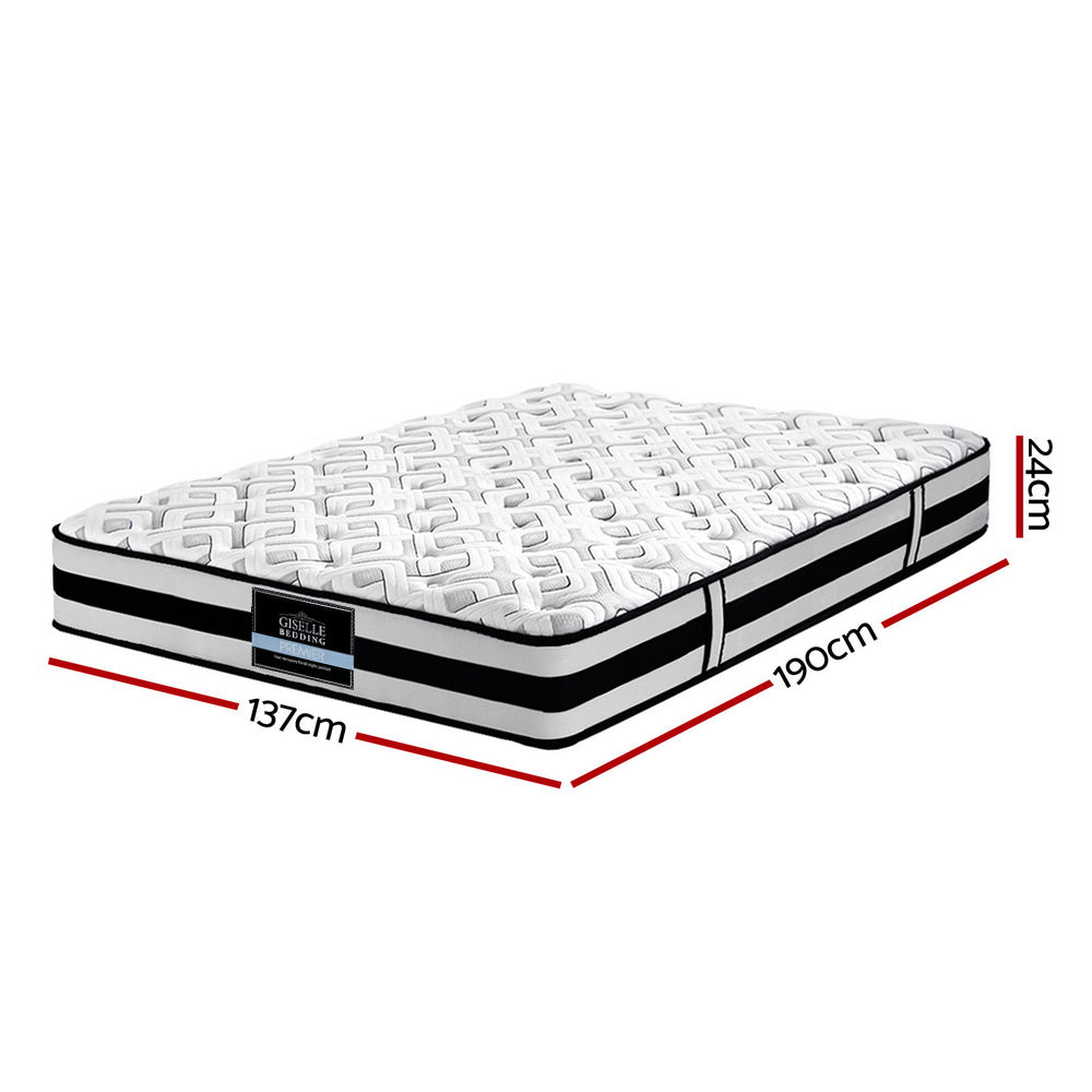 Double Size 24cm Thick ULTRA FIRM Tight Top Pocket Spring Mattress