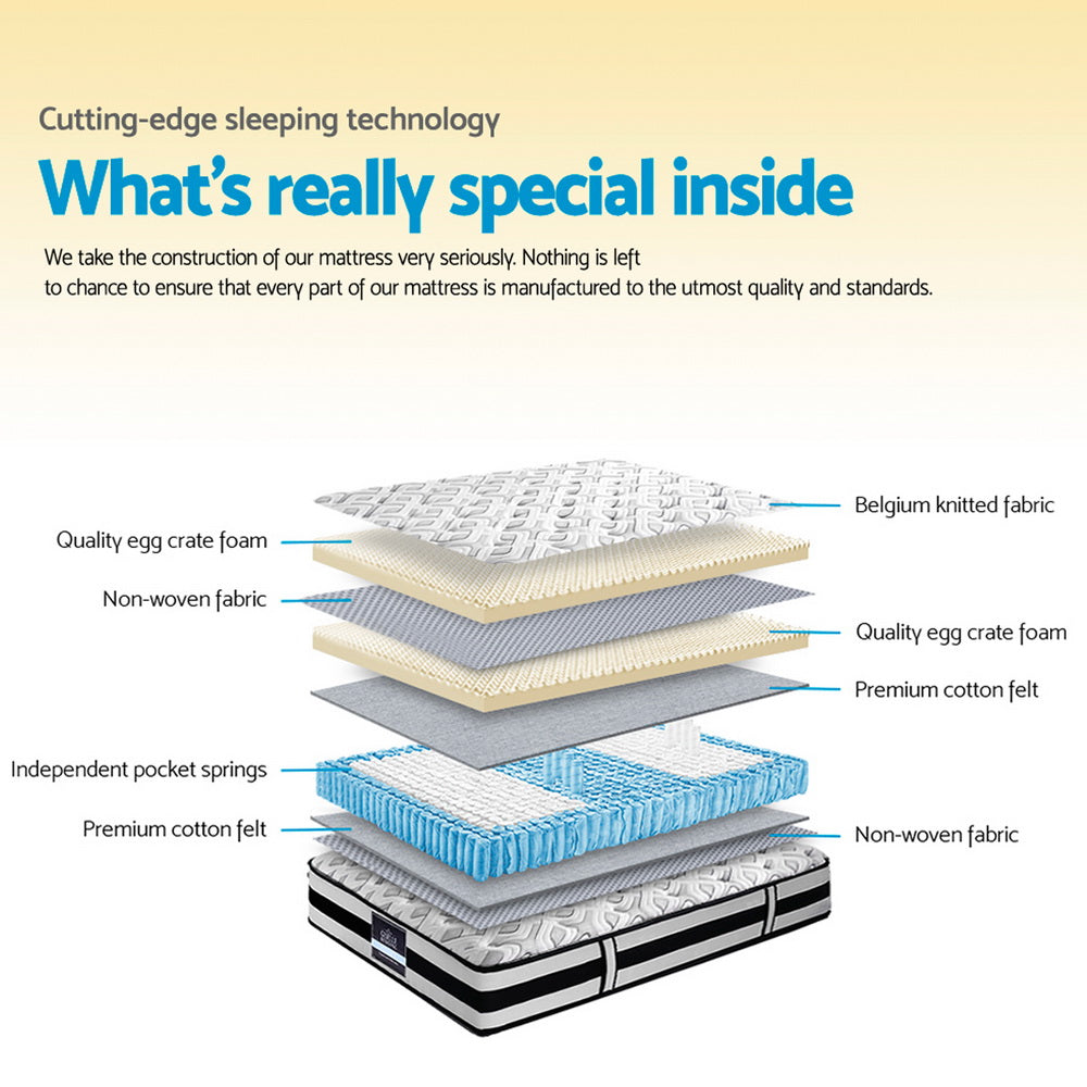 King Size 24cm Thick ULTRA FIRM Rumba Tight Top Pocket Spring Mattress