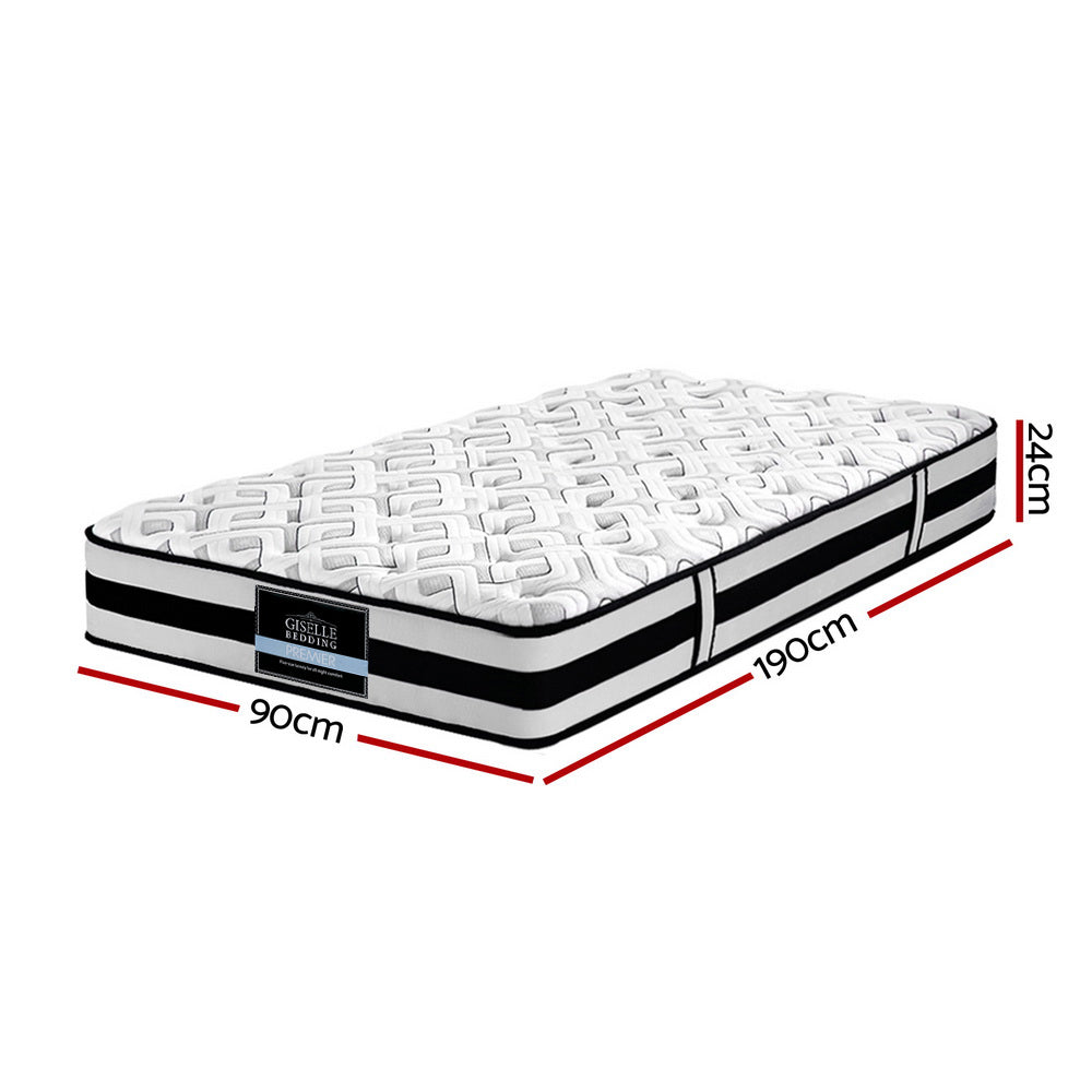 Single Size 24cm Thick Ultra Firm Rumba Tight Top Pocket Spring Mattress