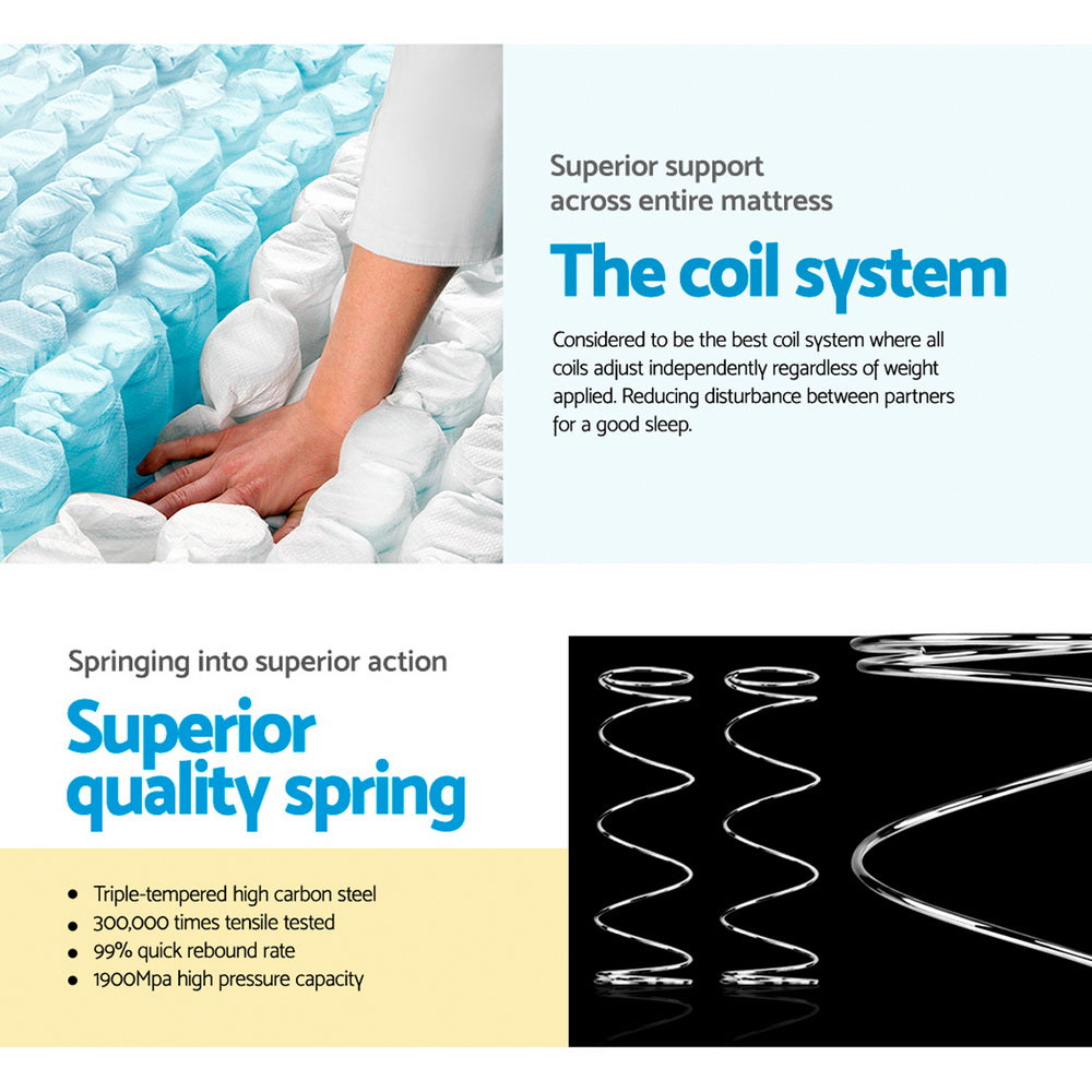 Single Size 24cm Thick Ultra Firm Rumba Tight Top Pocket Spring Mattress