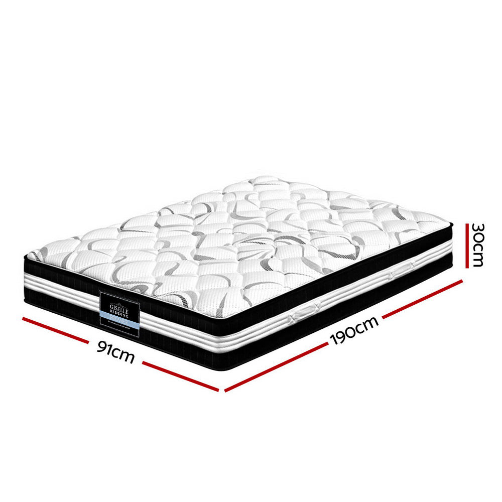 Single Size 30cm Thick MEDIUM FIRM Euro Top Pocket Spring Mattress