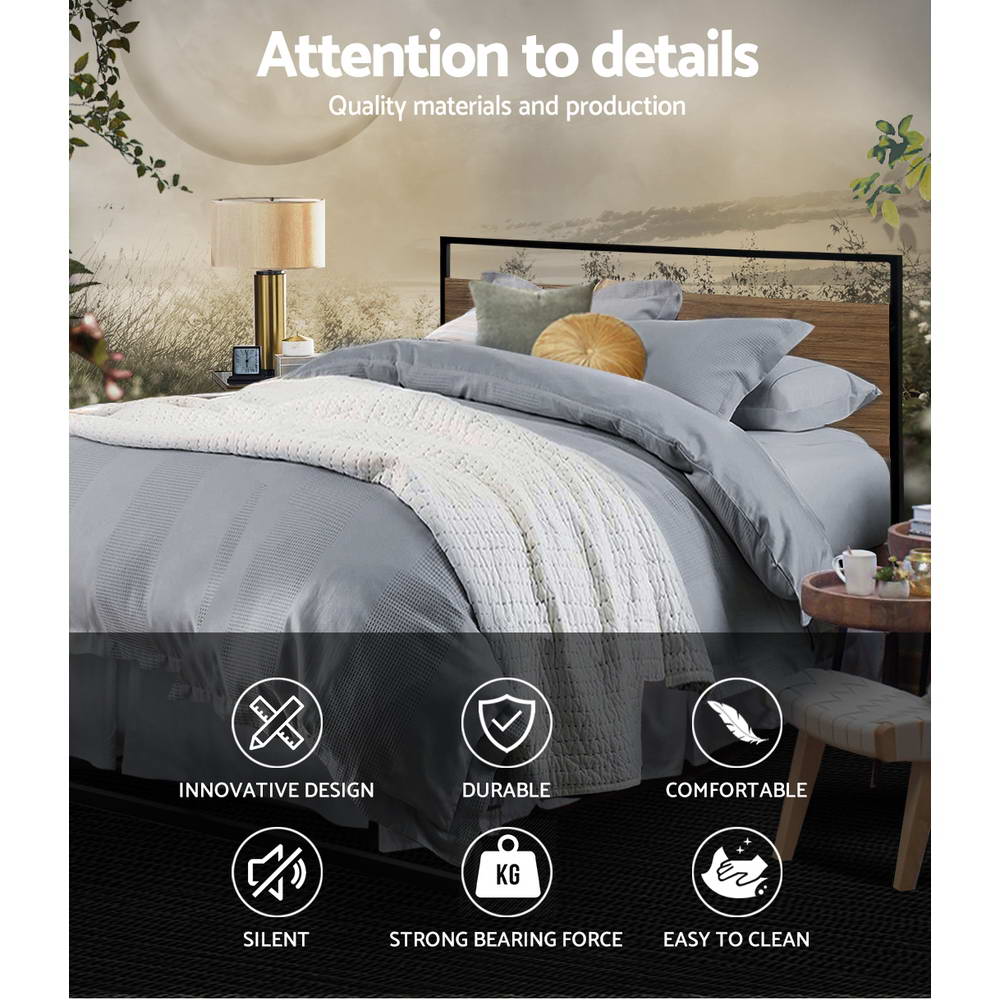 Queen Size Metal Bed Frame Base Black