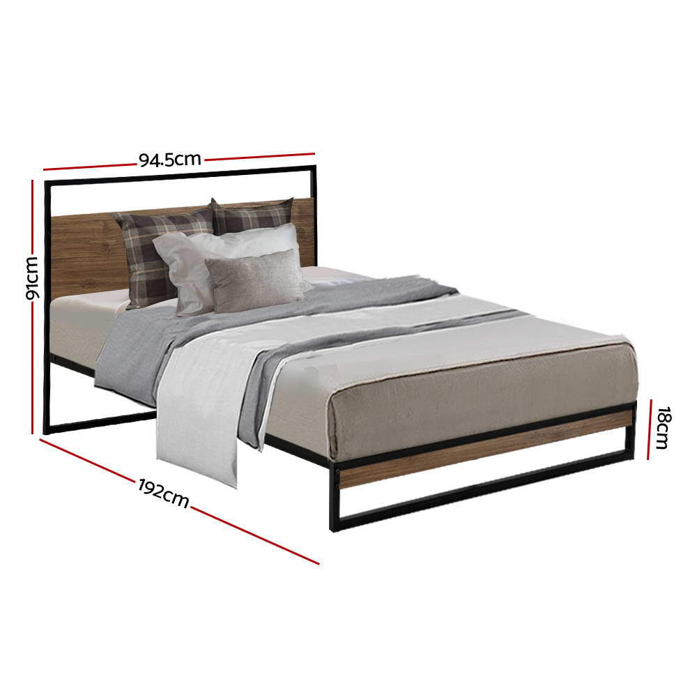 Single Size Bed Frame Metal - Black