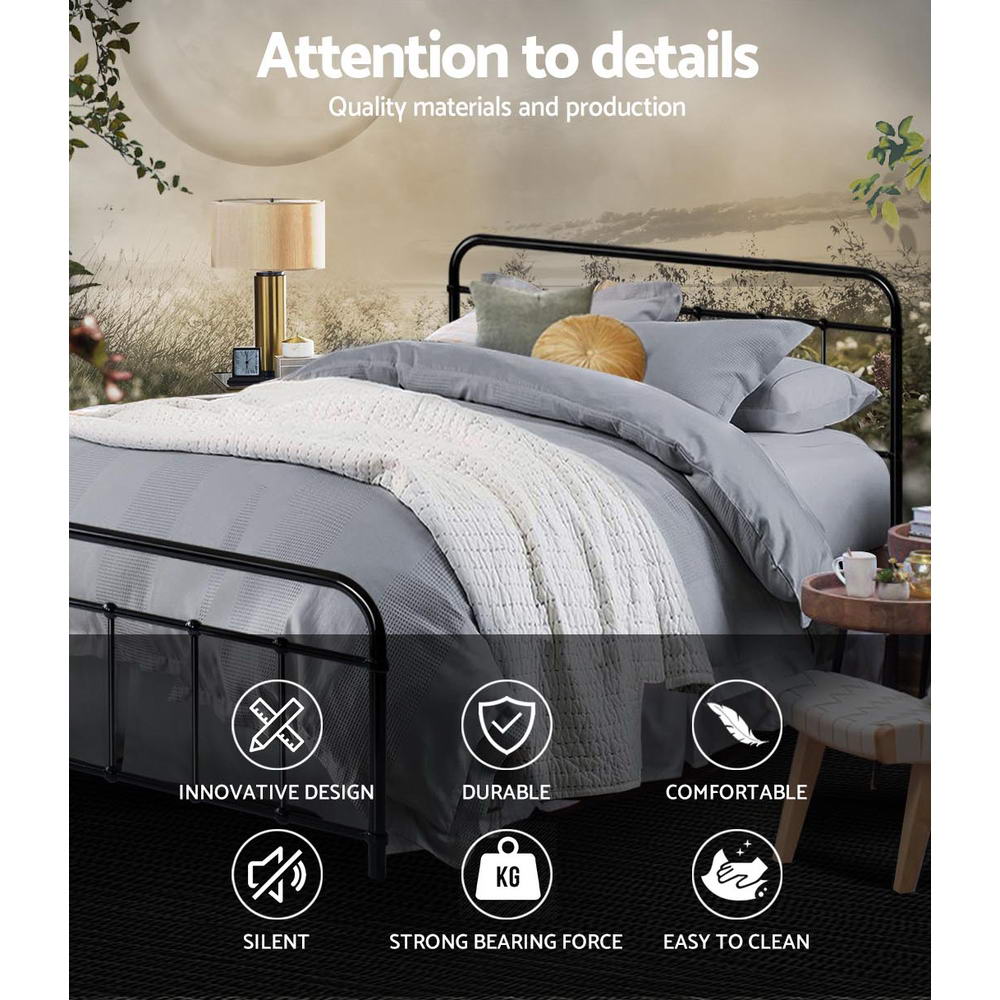 Double Size Bed Frame Metal - Black
