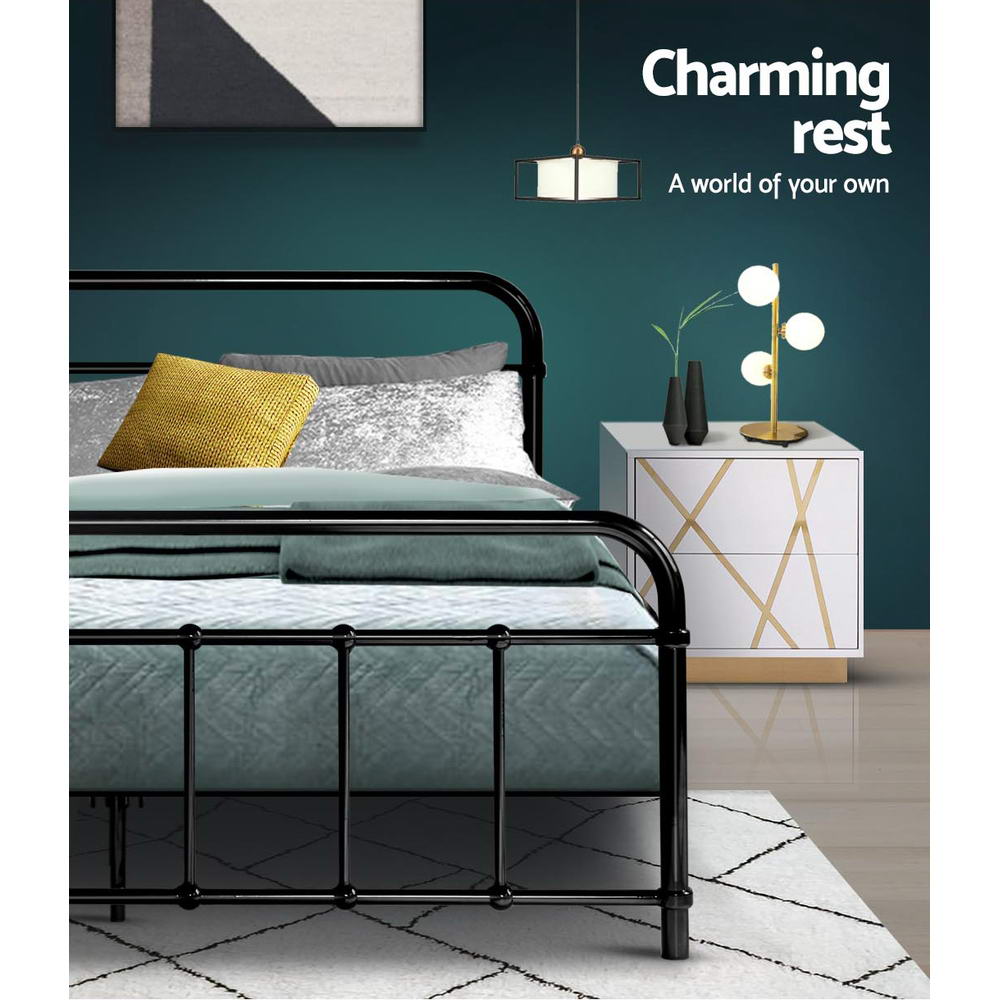 Double Size Bed Frame Metal - Black