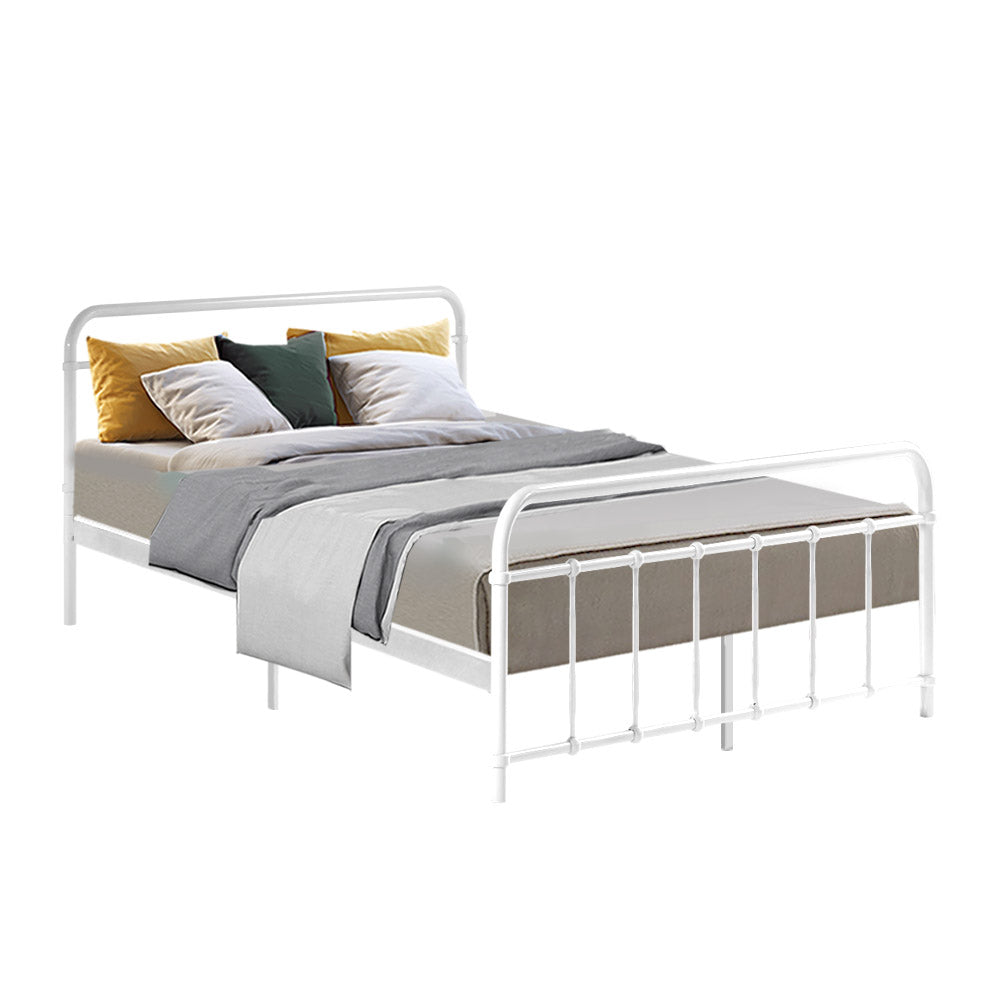 Double Size Bed Frame Metal - White