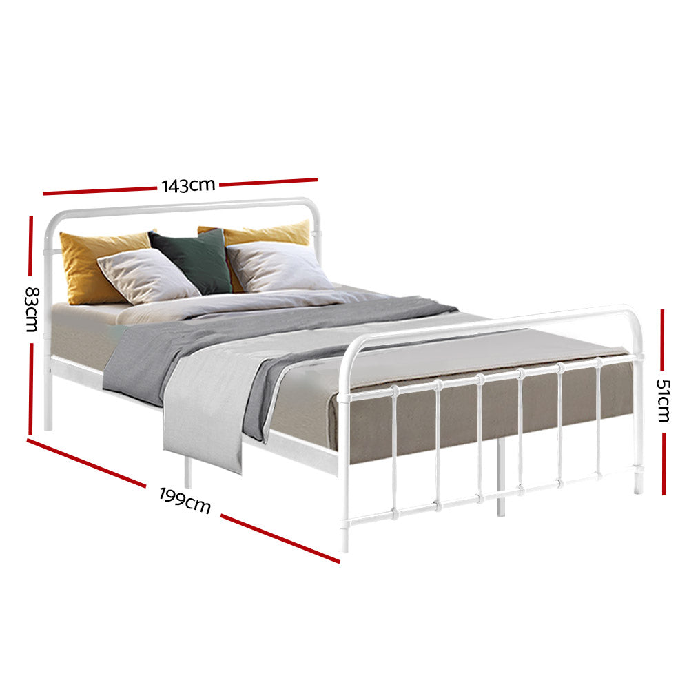 Double Size Bed Frame Metal - White