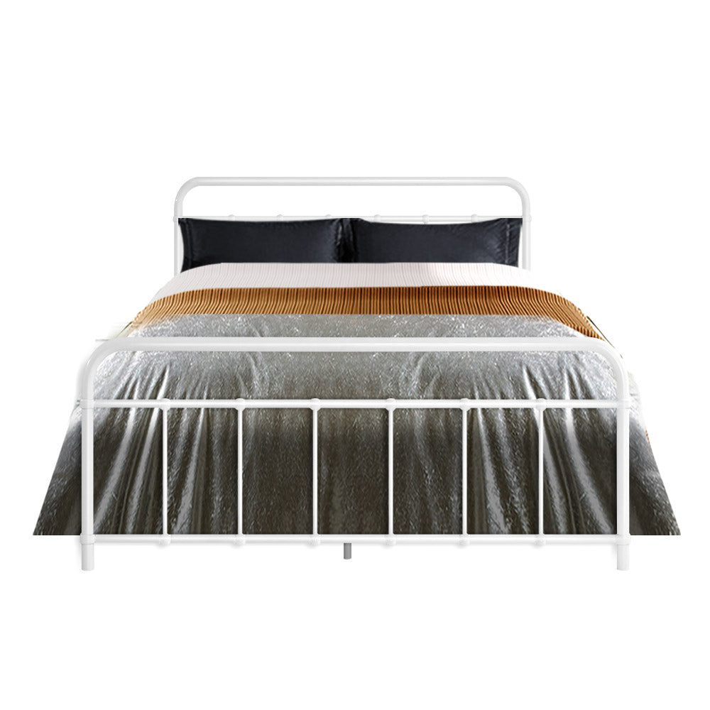 Double Size Bed Frame Metal - White