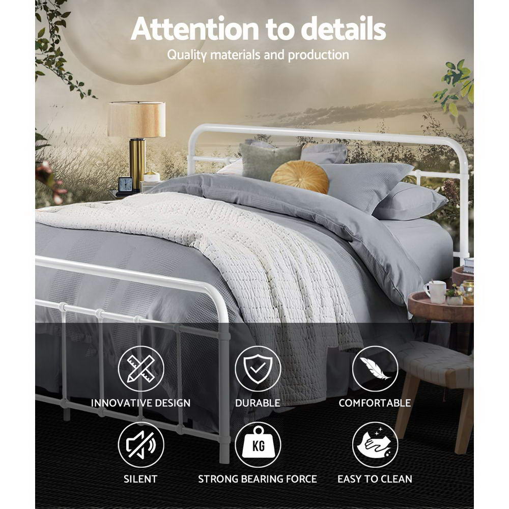 Out of Stock! 
Queen Size Metal Bed Frame - White