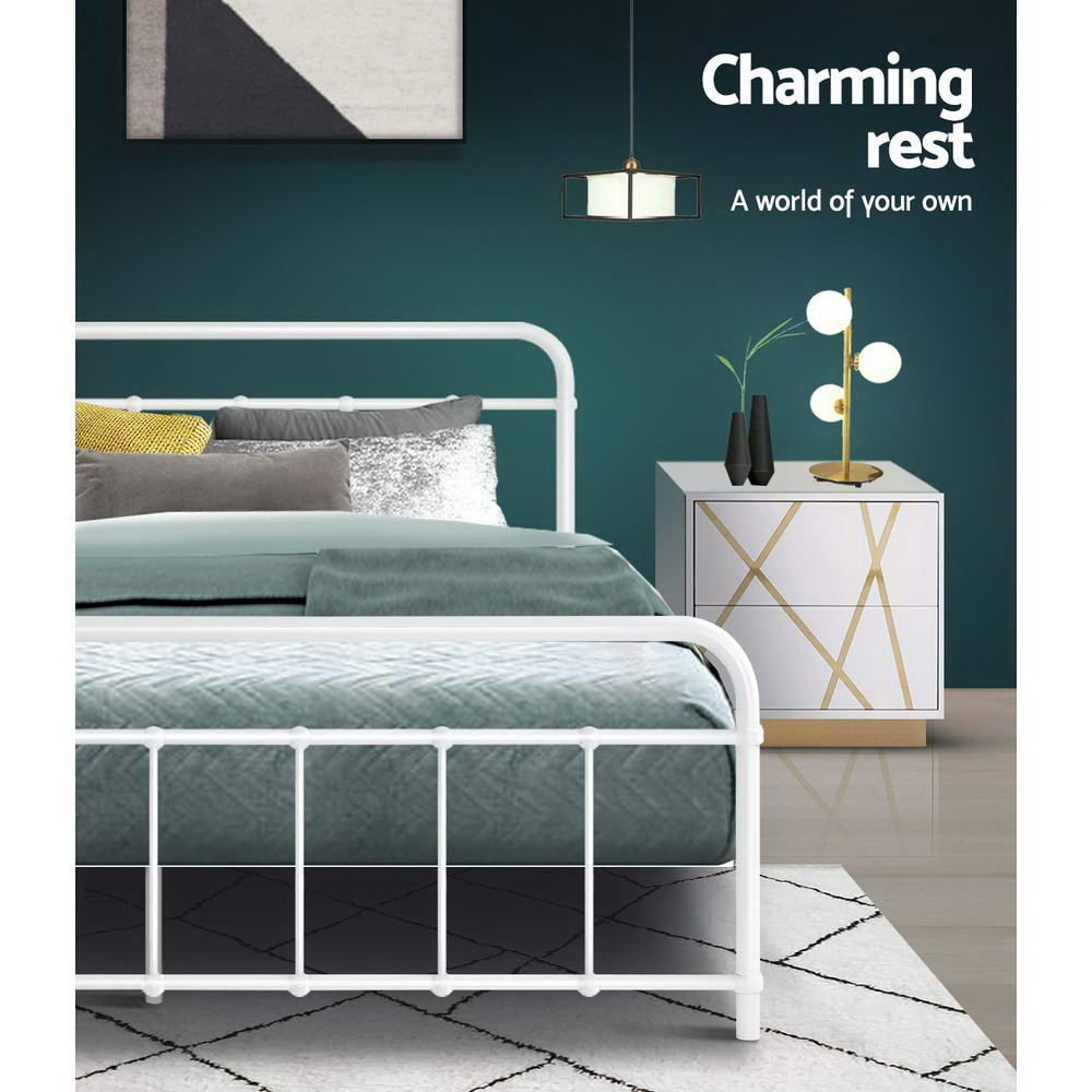 Out of Stock! 
Queen Size Metal Bed Frame - White
