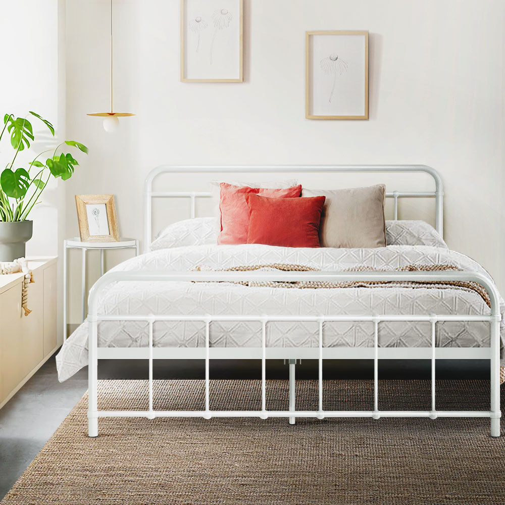 Back In Stock! Queen Size Metal Bed Frame - White